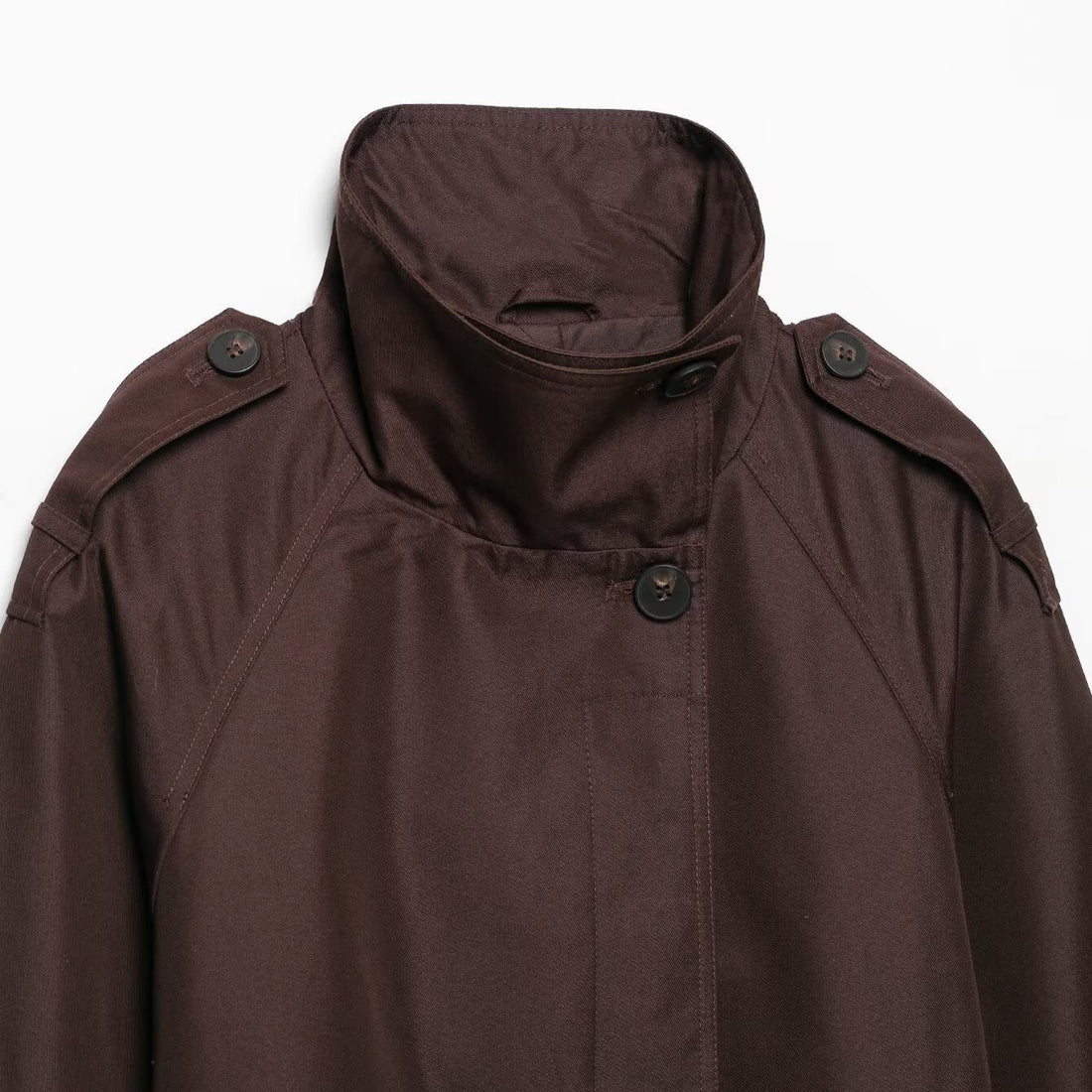 Damen Kurze Taillierte Regenjacke im Trenchstil mit Stehkragen und Bindegürtel Echoarchiv