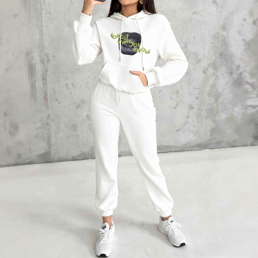 Damen nan Kapuzen-Sweatshirt und Slim-Jogginghose Lounge-Set mit Kängurutasche, gerippten Bündchen und figurbetonter Passform Echo Archiv