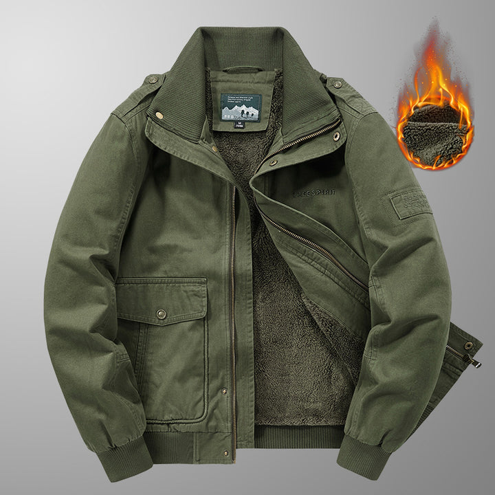 Herren Thermo-gefütterte Field‑Bomberjacke im Canvas‑Look mit Sherpa‑Innenfutter und Stehkragen Echo Archiv