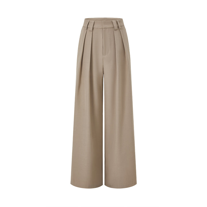 Damen Hochgeschnittene Palazzo-Hose mit Kellerfalten und weitem Bein Echo Archiv