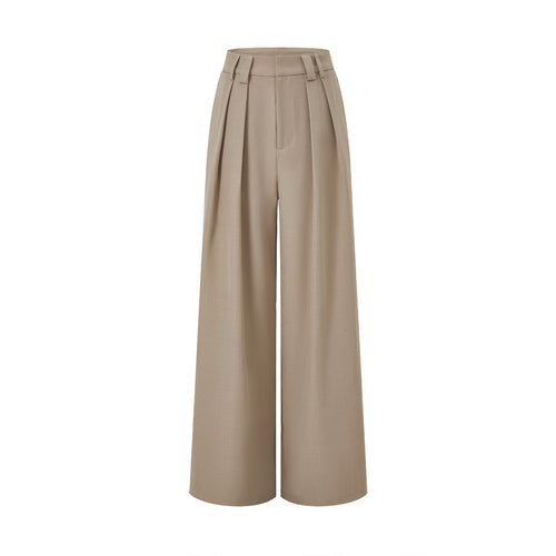 Damen Hochgeschnittene Palazzo-Hose mit Kellerfalten und weitem Bein Echo Archiv