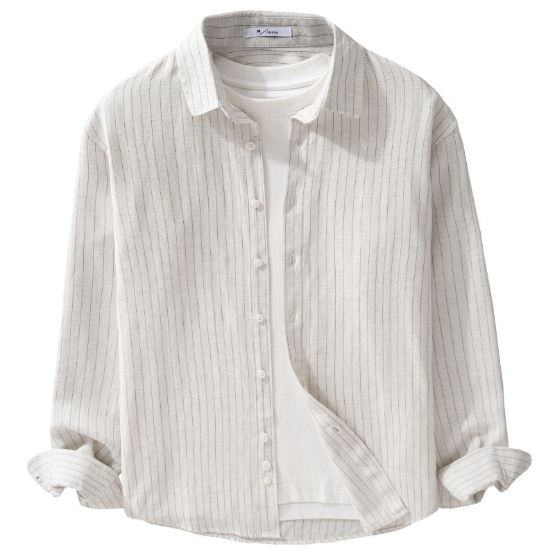 Herren Leichtes Nadelstreifen-Overshirt aus Leinen-Baumwollmix Echoarchiv