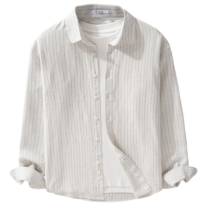 Herren Leichtes Nadelstreifen-Overshirt aus Leinen-Baumwollmix Echoarchiv