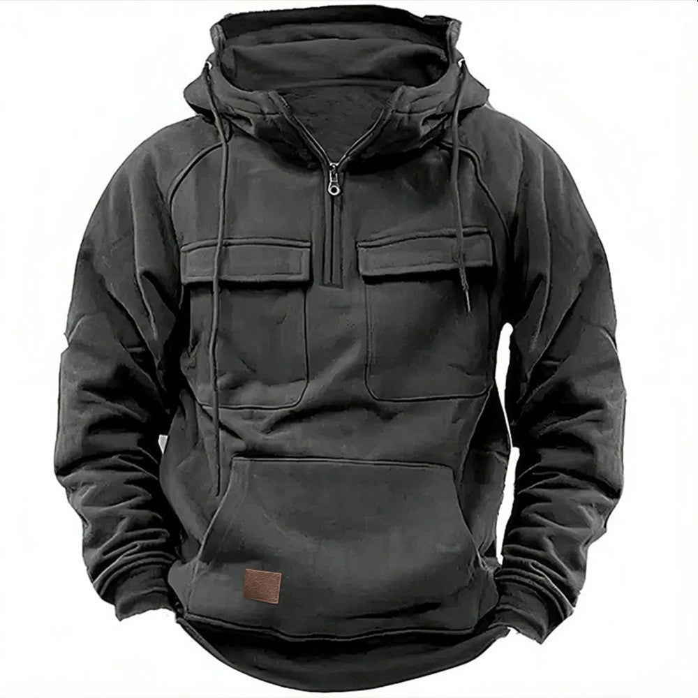 Herren stylischer Kapuzenpullover mit funktionalen Taschen und modernem Reißverschluss Echoarchiv