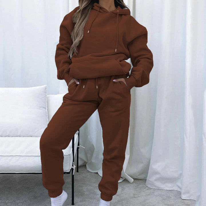 Damen nan Cropped Kapuzenjacke und High-Waist Jogginghose Set aus French Terry mit elastischem Bund Echo Archiv