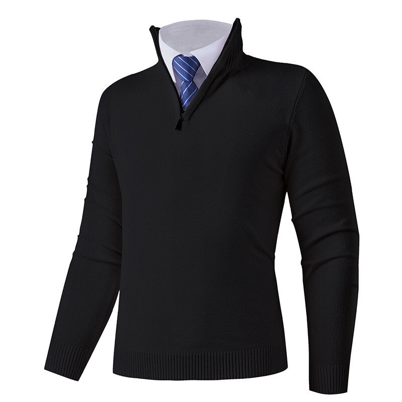 Herren Strickpullover mit modernem Reißverschluss und elastischem Saum Echoarchiv