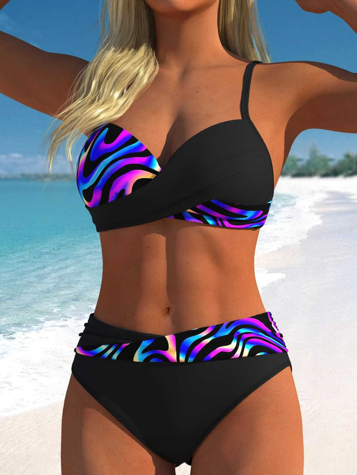 Damen Bikini-Set mit floralem Wickelmuster und bequemen High-Waist-Höschen Echo Archiv