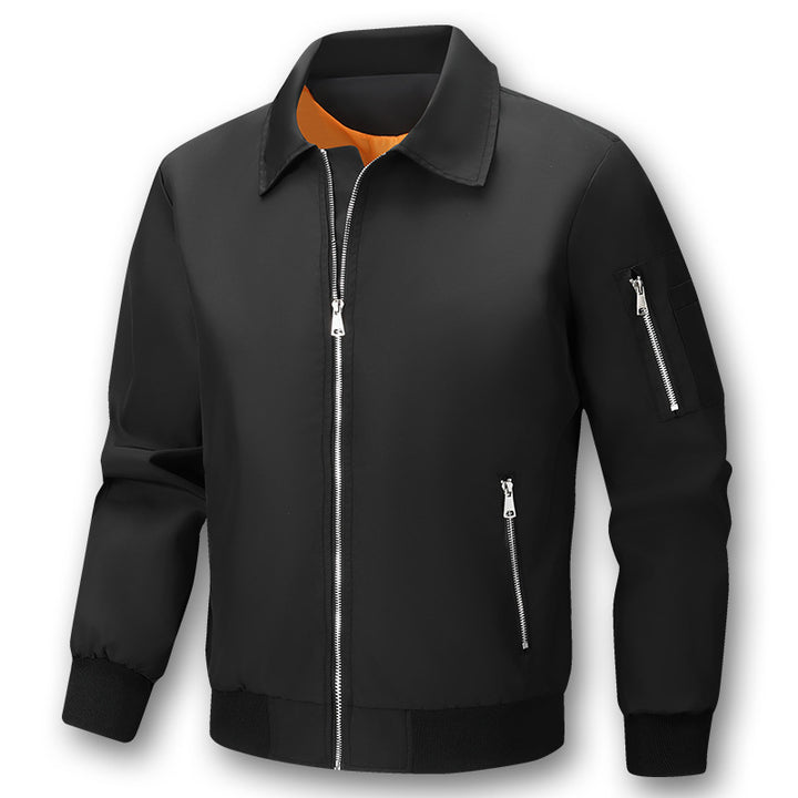 Herren Leichter Twill-Bomber mit kontrastierendem Futter, Reißverschlusstaschen und Ärmeltasche Echo Archiv