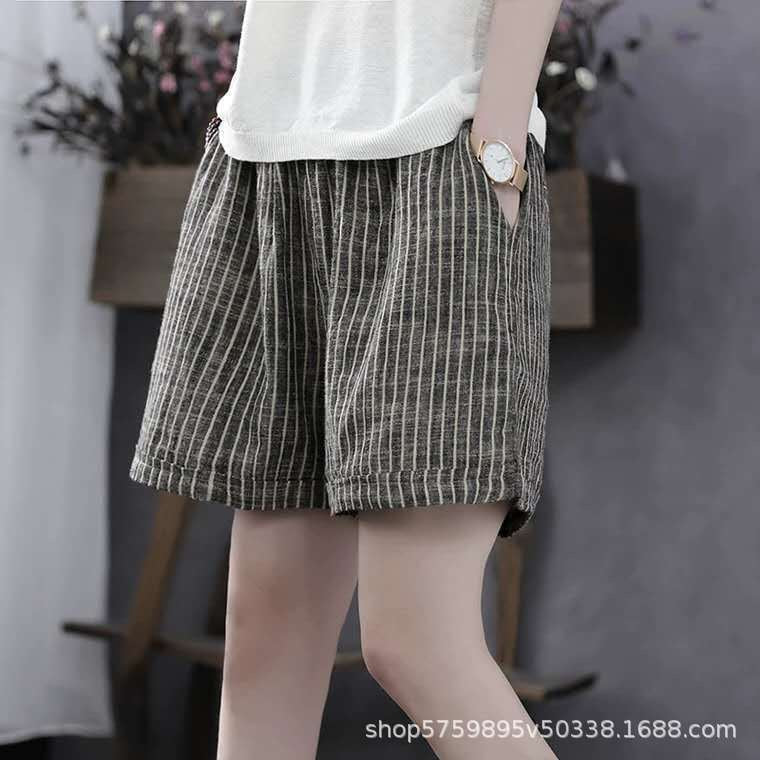 Damen Leichte Baumwollshorts mit Streifendessin Echoarchiv