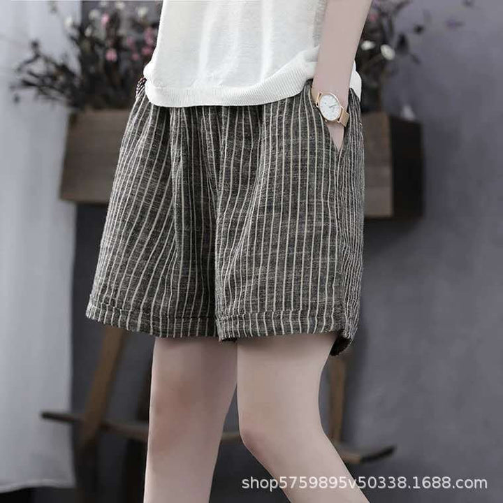 Damen Leichte Baumwollshorts mit Streifendessin Echoarchiv