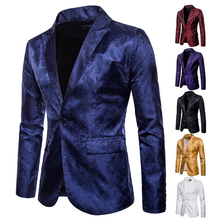 Herren eleganter Jacquard Blazer mit floralem Muster und schimmerndem Finish Echoarchiv