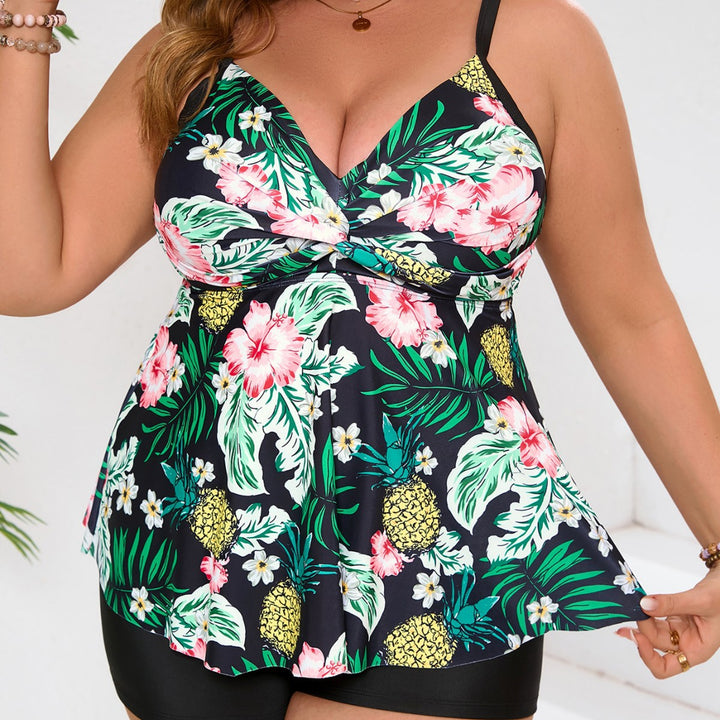 Damen Tankini Set mit floralem Wickeloberteil und Shorts Echo Archiv