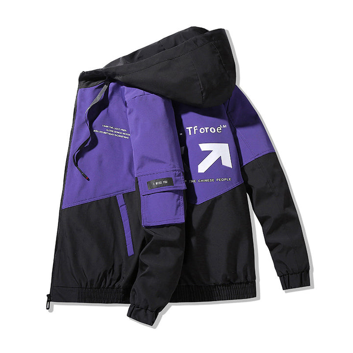 Herren Colorblock Kapuzen-Utility-Jacke mit Printdetails und taktischen Taschen Echo Archiv