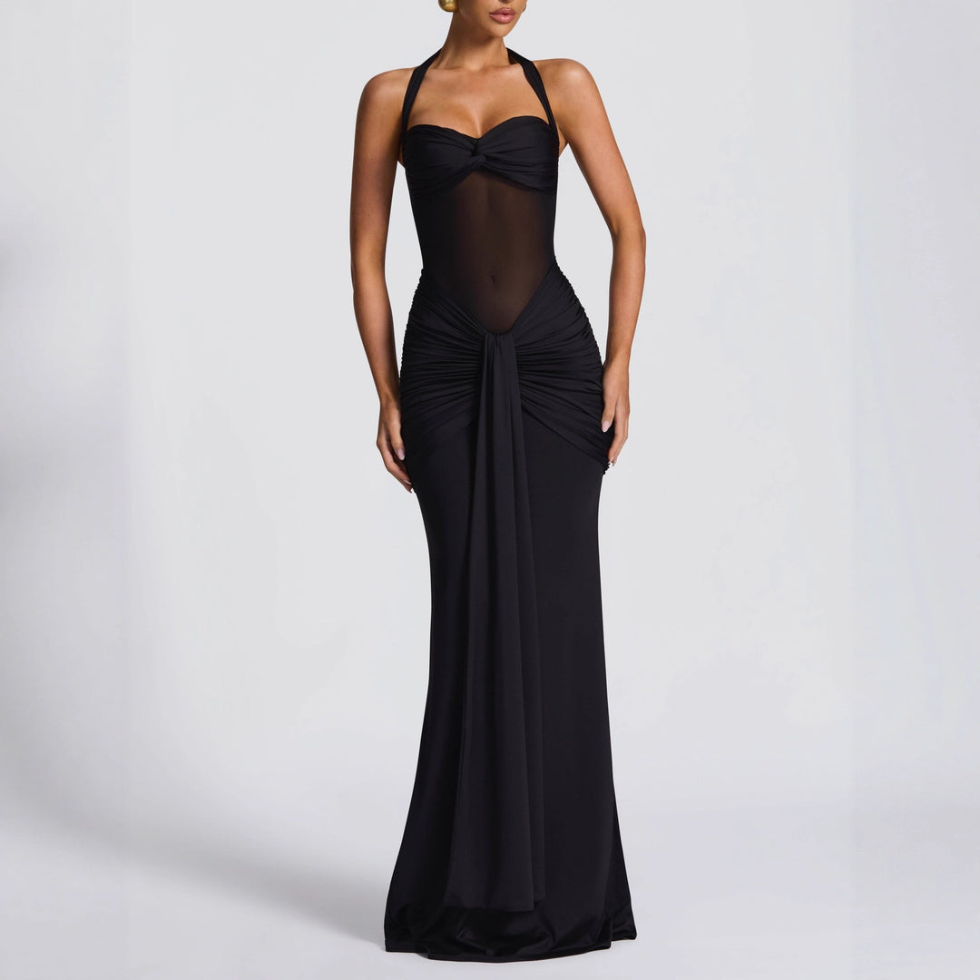 Damen Elegantes Maxikleid mit Raffhalterung und figurformenden Details Echo Archiv