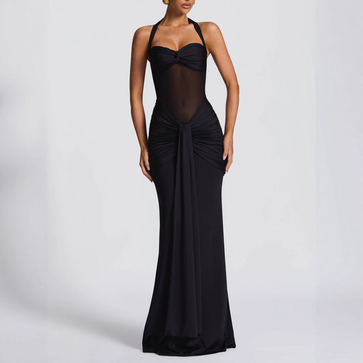 Damen Elegantes Maxikleid mit Raffhalterung und figurformenden Details Echo Archiv