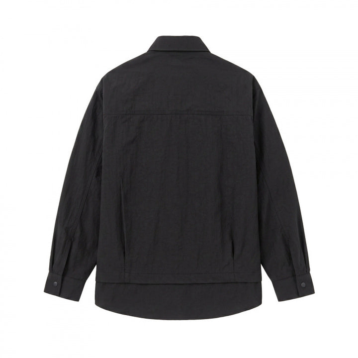 Unisex Oversize-Hemdjacke mit zweilagigem Saum, Brustpaspeltasche und strukturierter Baumwollmischung Echo Archiv