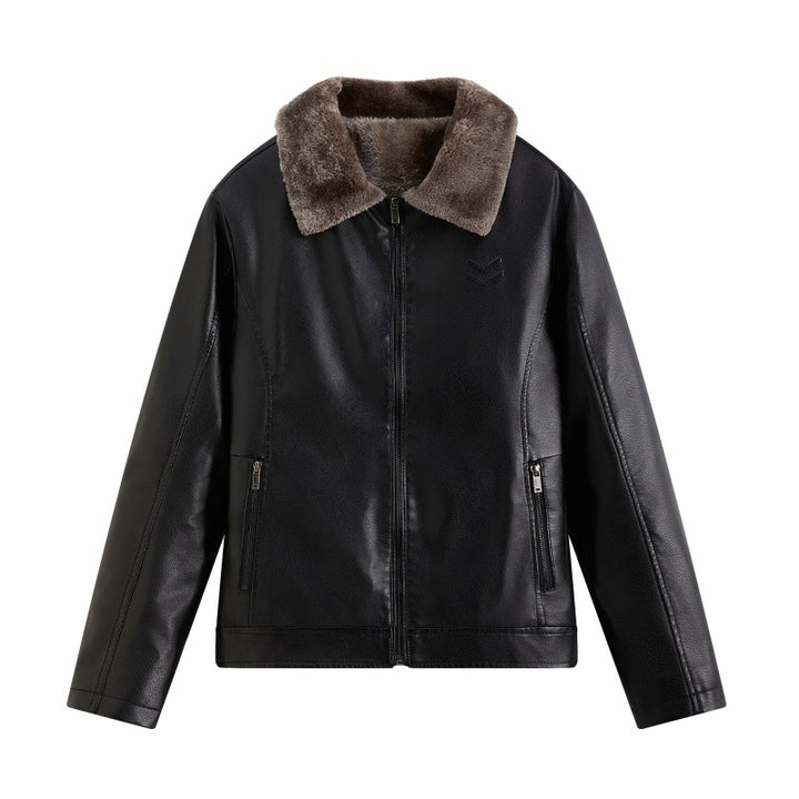 Herren Elegante Lederjacke mit Kunstfellkragen Echo Archiv