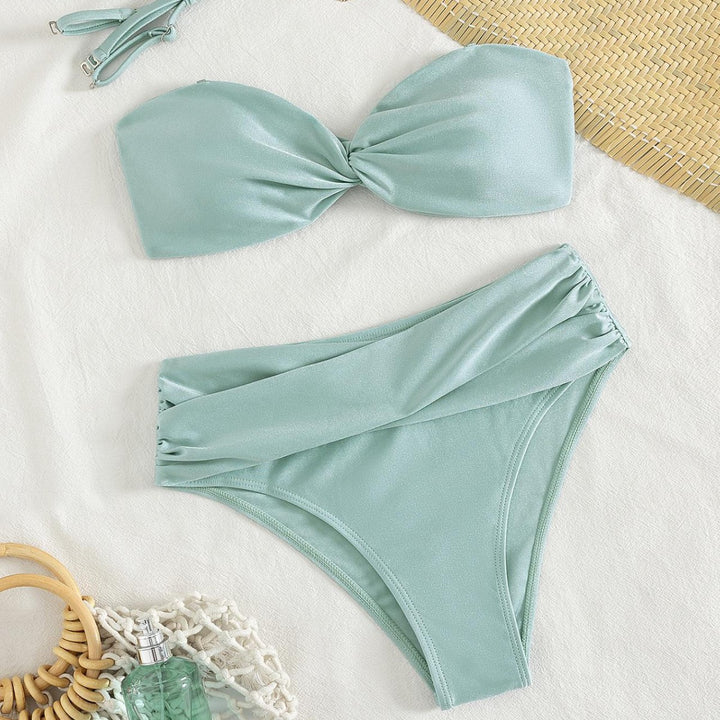 Damen Bandeau-Bikini mit modischem Knotendesign und figurformendem Unterteil Echo Archiv