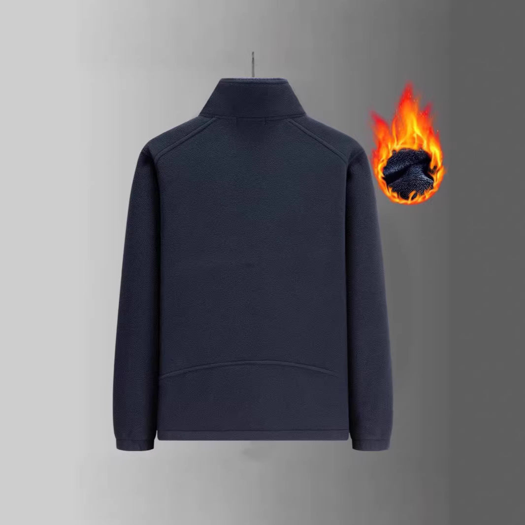 Herren Fleecejacke mit Teddyfutter, Stehkragen und mehreren Reißverschlusstaschen Echoarchiv