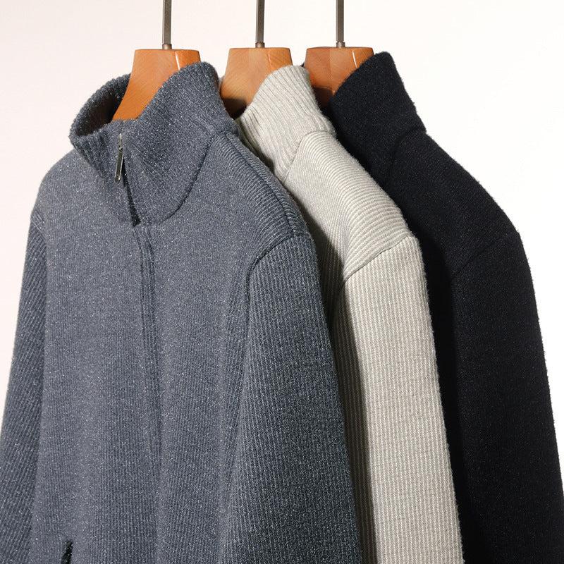 Herren Thermogefütterte Strickjacke mit Stehkragen und Mikrofleece-Innenfutter Echo Archiv