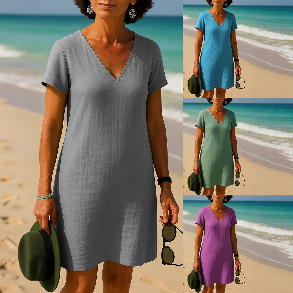 Damen Sommerliches V-Ausschnitt Kleid Echo Archiv
