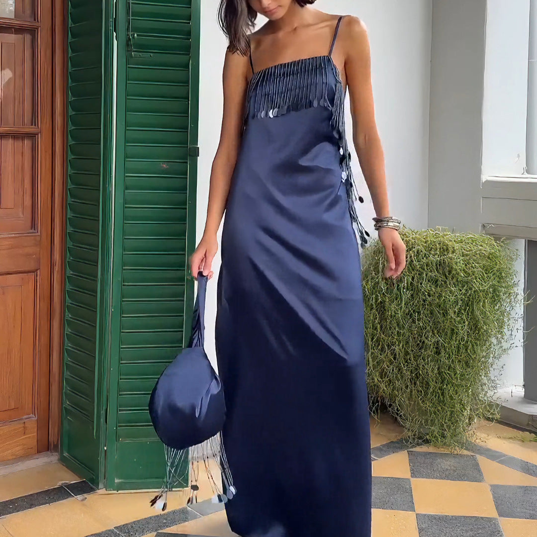 Damen Maxikleid mit schimmernden Pailletten und tranchierendem Saum Echo Archiv
