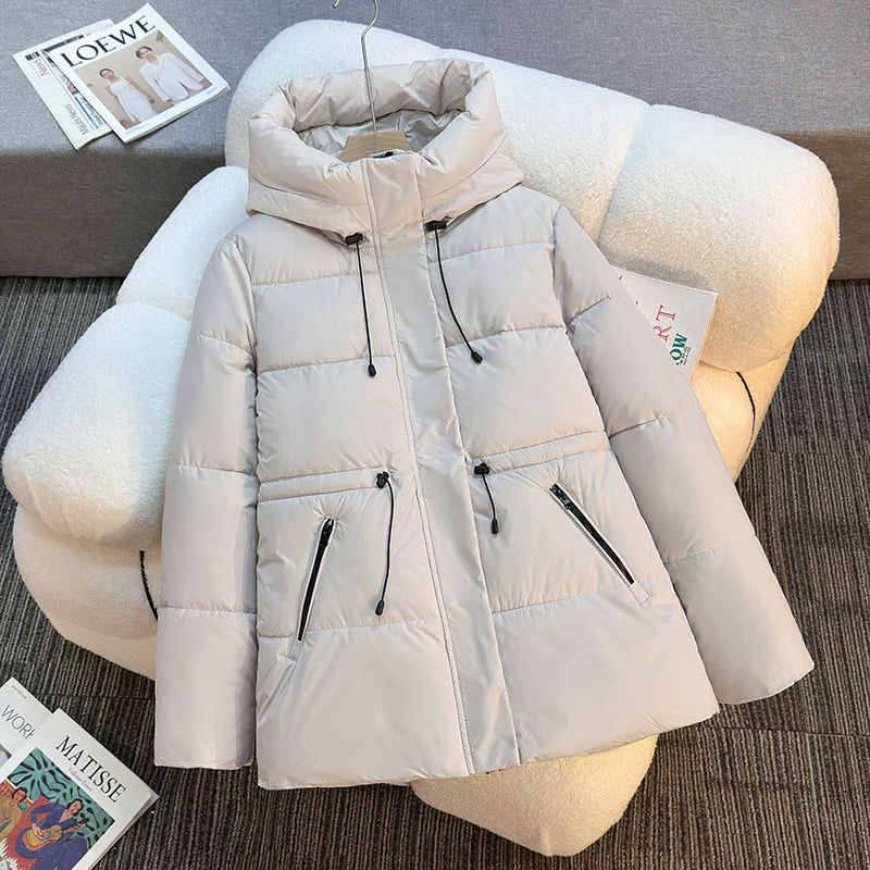 Damen Boxy‑Pufferjacke mit wattierter Isolierung, Steh‑Kapuze und Kordelzügen Echo Archiv