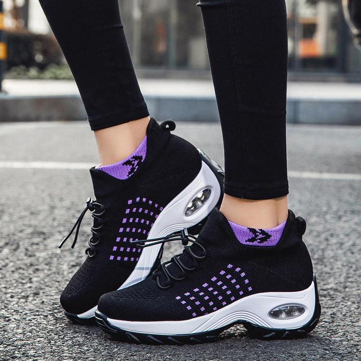 Damen nan leichte atmungsaktive Strick-Sneaker mit Luftkissen und hohem Sockenkragen Echo Archiv
