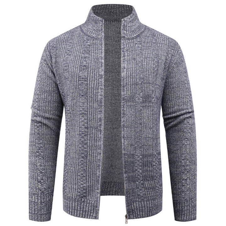 Herren Strickjacke mit strukturierter Oberfläche und hohem Kragen Echoarchiv