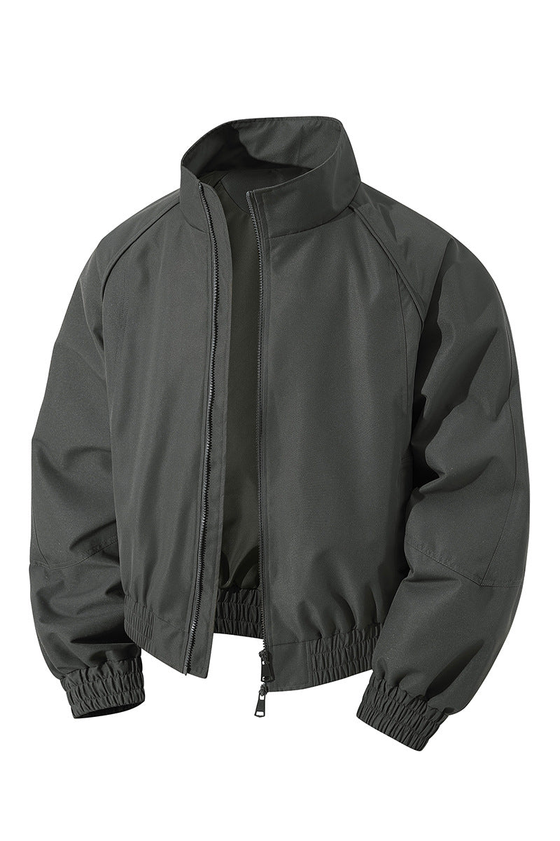 Leichte Windjacke für Herren mit hohem Kragen, Zwei-Wege-Reißverschluss und elastischem Kordelzug in der Taille – Brevano
