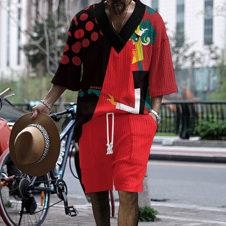 Herren lässiges Kurzarm-T-Shirt und Shorts im urbanen Design Echoarchiv