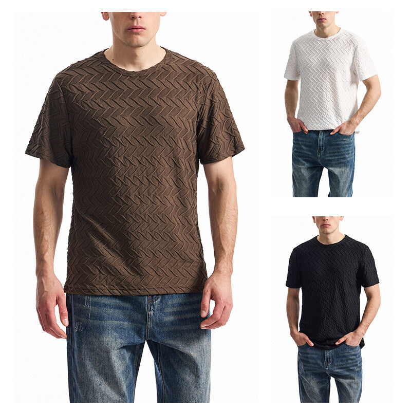 Herren T-Shirt mit strukturiertem Muster und lässiger Passform Echoarchiv