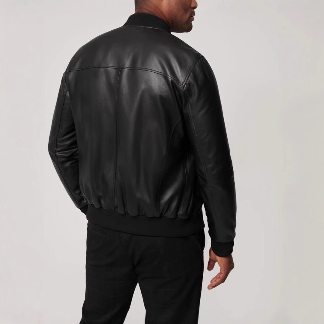 Herren elegante Lederjacke im Biker-Stil mit modischem Stehkragen Echoarchiv