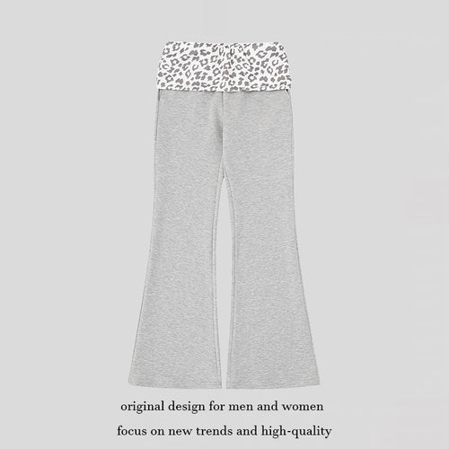 Damen Weite Jersey-Loungehose mit ausgestelltem Schlag und umgeschlagenem Leo-Bund Echoarchiv