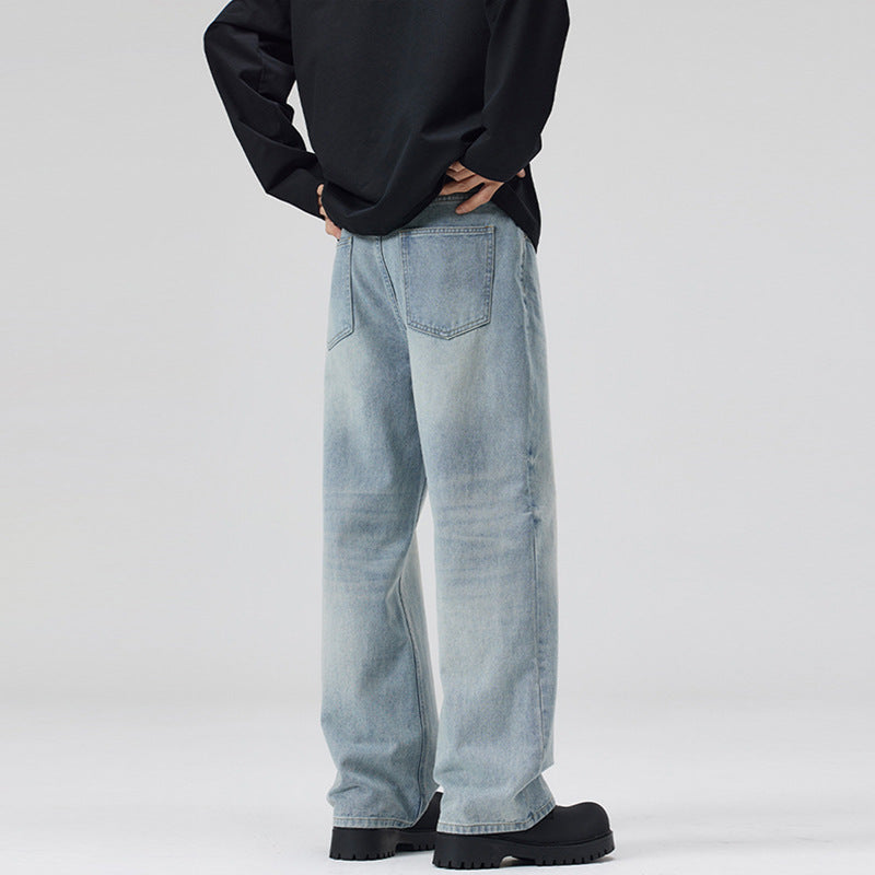 Herren Weite Stonewashed Denim-Jeans mit geradem Ultraweitem Bein Echo Archiv