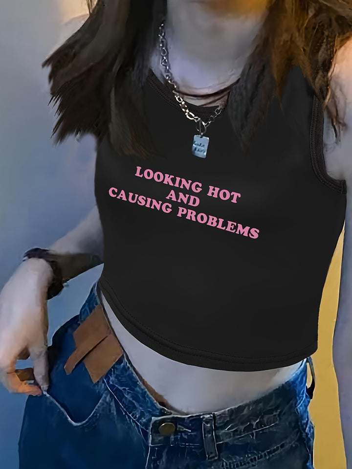 Damen Crop-Top mit auffälligem Schriftzug und körpernahem Schnitt Echo Archiv
