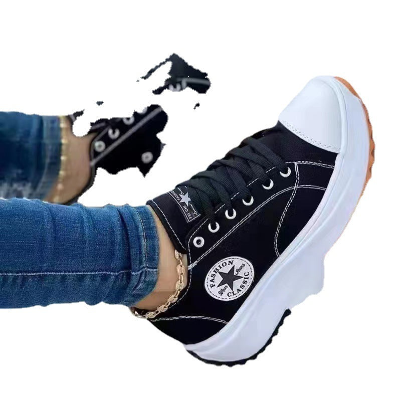 Damen  retro-inspirierte Canvas-Plateau-Sneaker mit verstärkter Zehenkappe und griffiger Profilsohle Echo Archiv