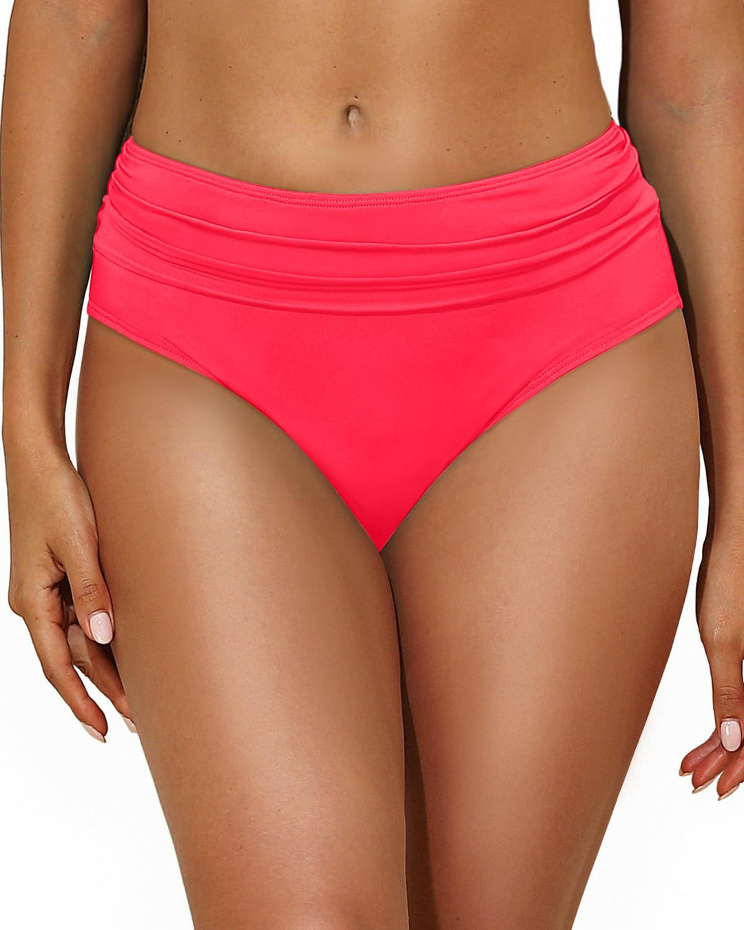 Damen Hochtaillierte Bikinihose mit eleganter Raffung Echo Archiv