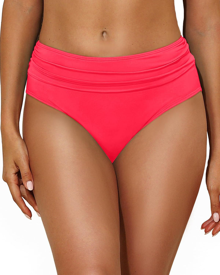 Damen Hochtaillierte Bikinihose mit eleganter Raffung Echo Archiv