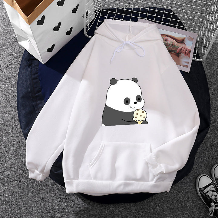Damen oversized Kapuzenpullover im Streetstyle mit weichem Fleece-Innenfutter, Kängurutasche und farbenfrohem Cartoon-Katzen-Planet-Print – Auréline