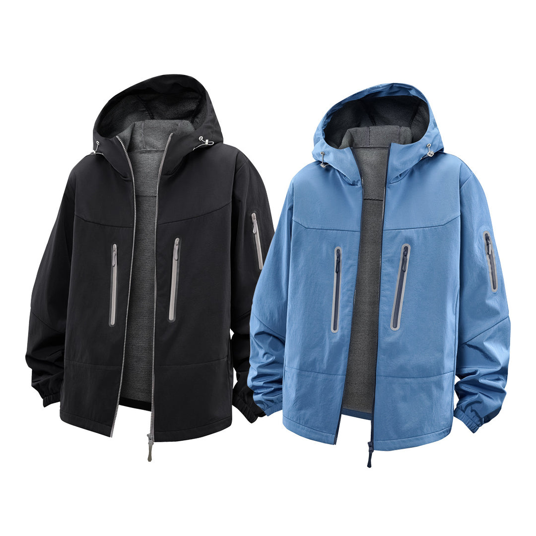 Herren Technische Softshell-Outdoorjacke mit Kapuze, versiegelten Reißverschlüssen und sportiver Regular-Fit Passform Echo Archiv