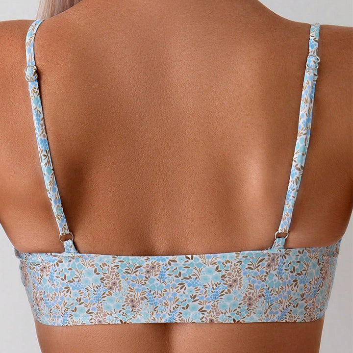 Damen Triangel-Bikini mit romantischem Rüschendetail und floralem Muster Echo Archiv