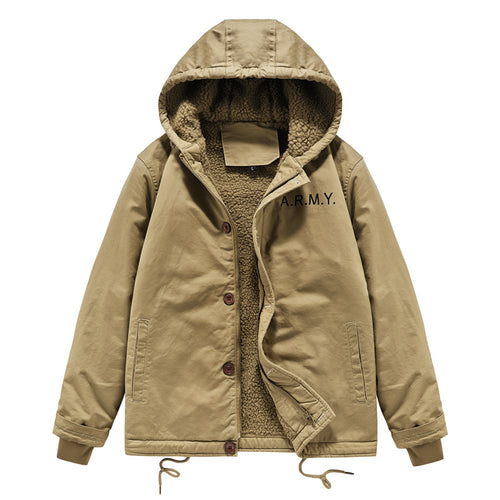 Herren nan gefütterte Fieldjacke mit Kapuze, Teddyfutter, verdeckter Reißverschluss und Kordelzug Echo Archiv
