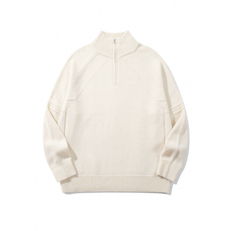 Unisex Strick-Halbzip-Pullover mit hohem Rippkragen und Raglanärmeln Echo Archiv