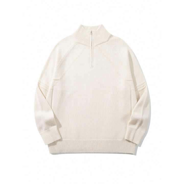 Unisex Strick-Halbzip-Pullover mit hohem Rippkragen und Raglanärmeln Echo Archiv