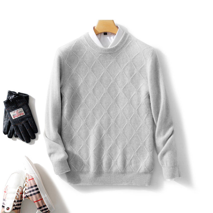 Herren Strukturierter Rauten‑Strickpullover mit Rundhalsausschnitt und kaschmirähnlicher Weichheit Echoarchiv