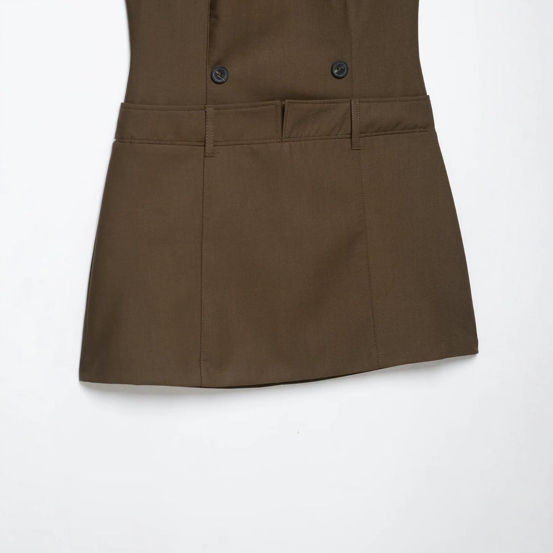 Damen Ärmelloses Pinafore‑Kleid mit doppelreihiger Knopfleiste und taillierter Passform Echoarchiv