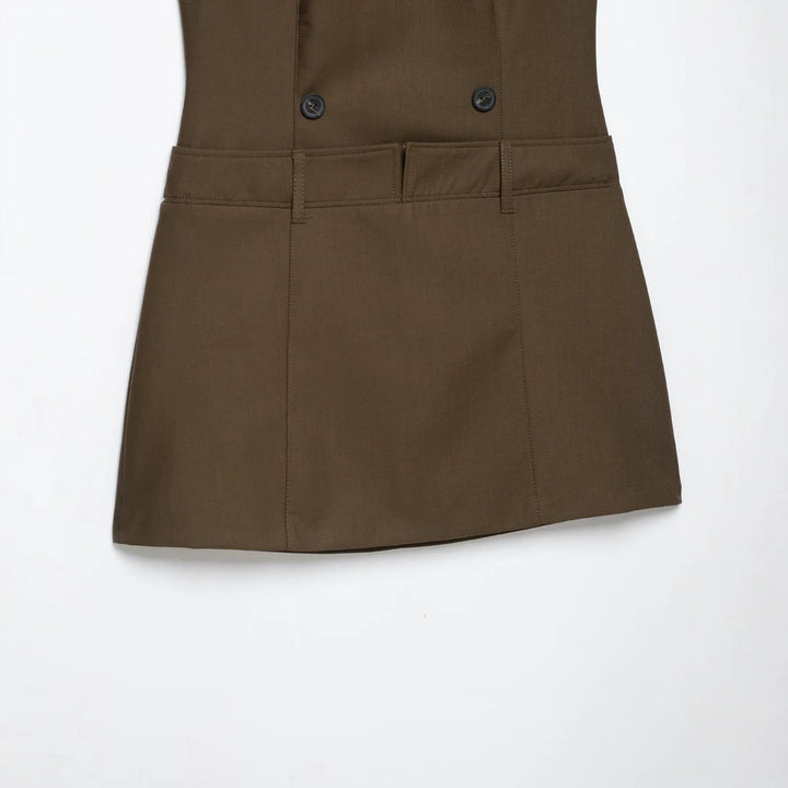 Damen Ärmelloses Pinafore‑Kleid mit doppelreihiger Knopfleiste und taillierter Passform Echoarchiv