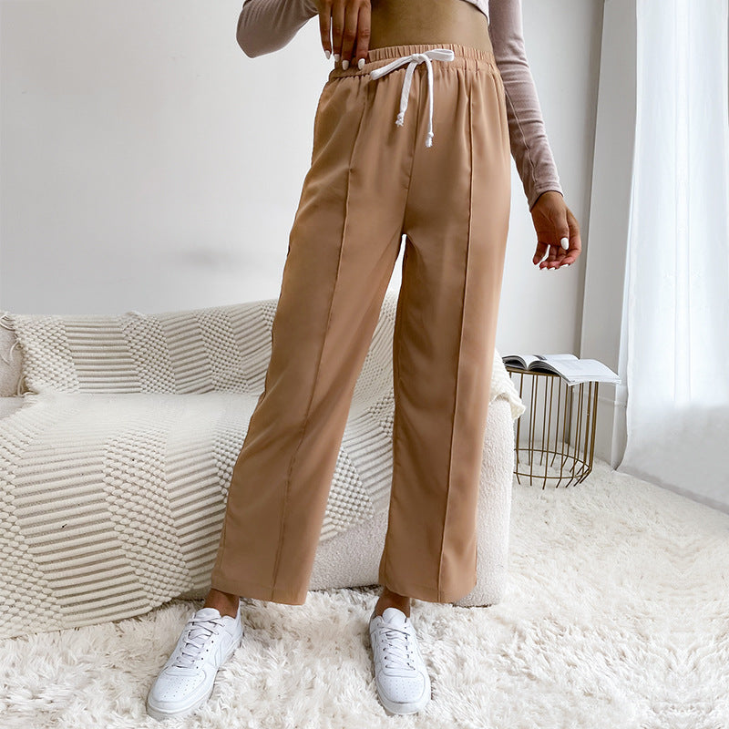 Damen Relaxed-Hose mit Elastikbund, Kordelzug und Bügelfalte Echoarchiv