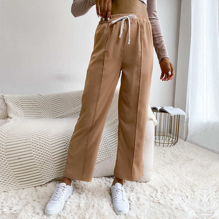 Damen Relaxed-Hose mit Elastikbund, Kordelzug und Bügelfalte Echoarchiv